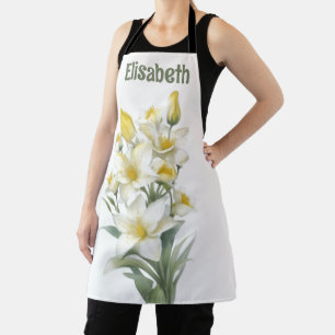 Yellow Lily Flowers Personalized Apron
