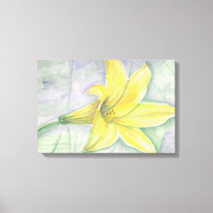 Yellow Lily Painting in Acrylic Canvas Print