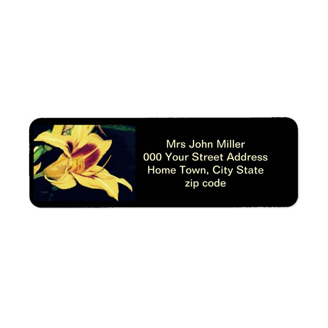 Yellow Lily Return Address Label (Front)