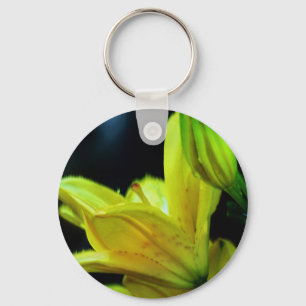 Yellow Lily with Wind Effect by Shirley Taylor Keychain
