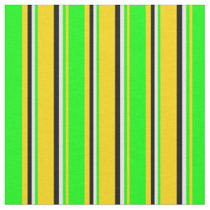 Yellow, Lime, Beige, and Black Coloured Lines Fabric