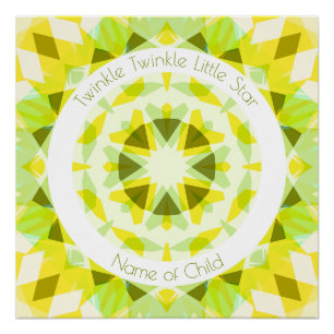 Yellow Lime Green Twinkle Little Star Baby Nursery Poster