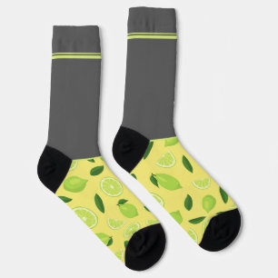 Yellow Lime on Grey Secretly Wild Socks