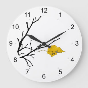 Yellow Lime Tree Leaf Large Clock