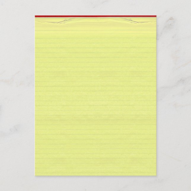 Yellow Lined School Paper Background Postcard (Front)