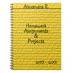 Yellow Lined School Paper Homework Assignments Notebook