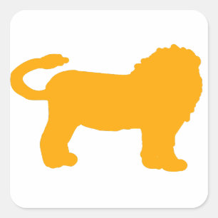 Yellow Lion Silhouette Square Sticker