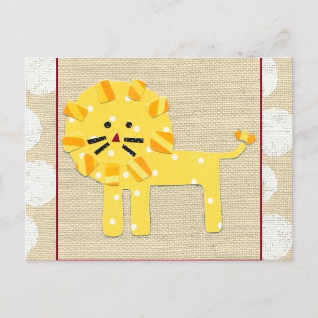Yellow Lion with White Polka Dots Postcard (Front)