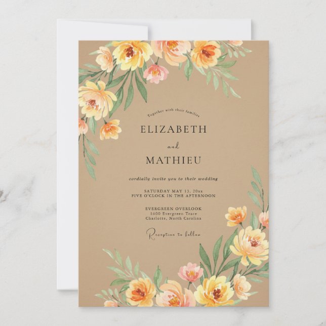 Yellow Lively Country Wedding Invitation (Front)