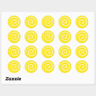 Yellow Lollipop Swirl Circle Stickers