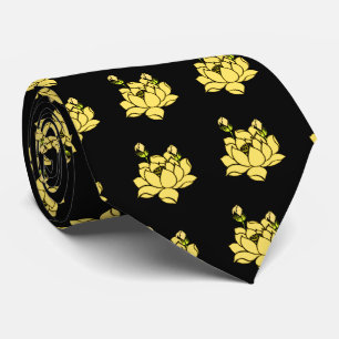 Yellow Lotus on Black Tie