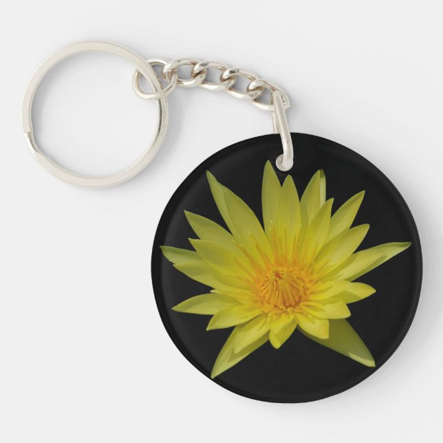 Yellow Lotus Waterlily Keychain (Front)