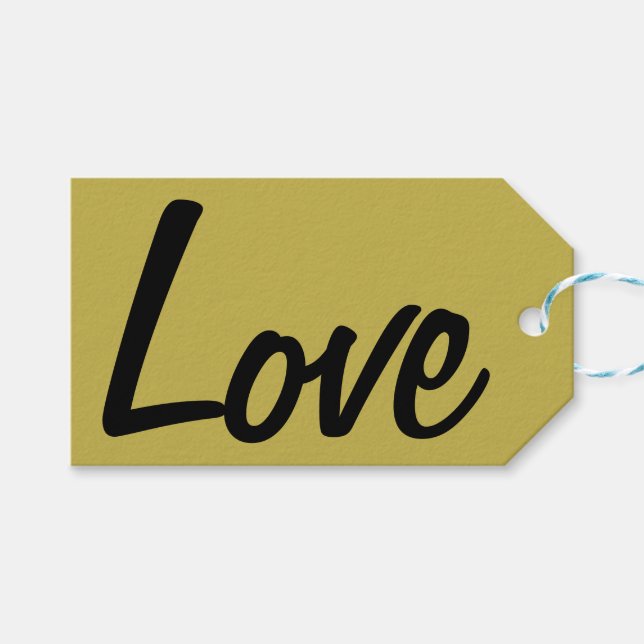 Yellow "Love" Men's Gift Tag (Front (Horizontal))