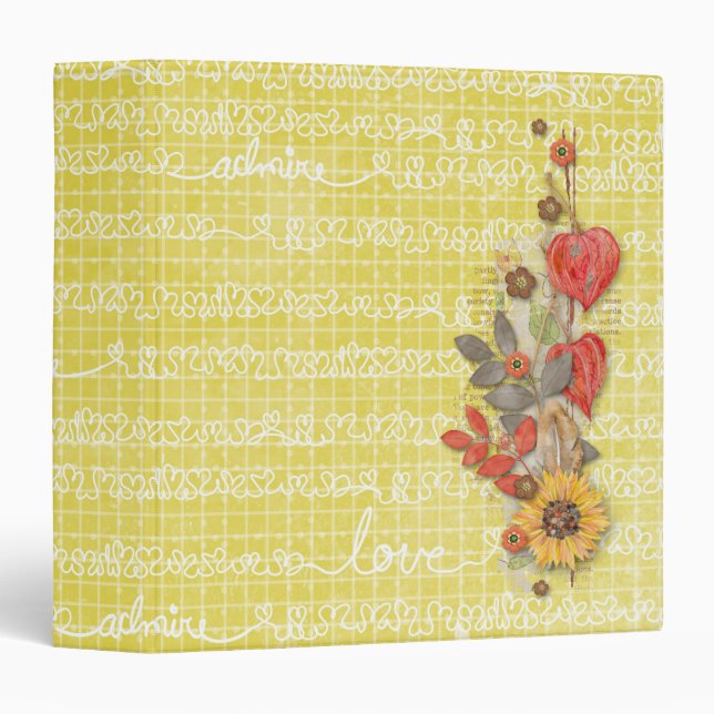 Yellow Love Scrapbook Photo Album Classeur (Devant/Côté)