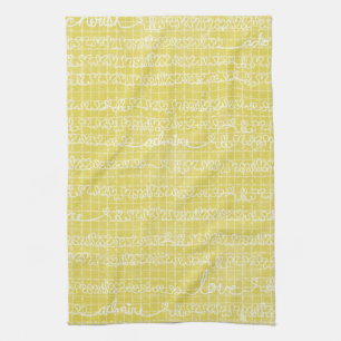 Yellow Love Words Tea Serviette de cuisine