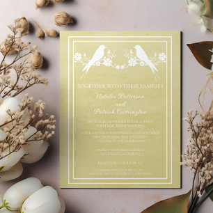 Yellow Lovebird Floral Wedding Invitation