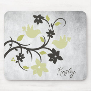 Yellow Lovebirds Personalized Mouse Pad