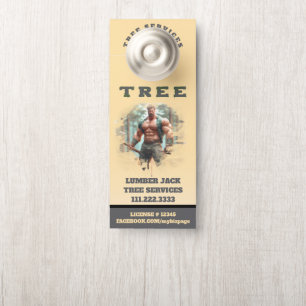 *~* Yellow Lumber Jack TREE  Services QR Door Hanger
