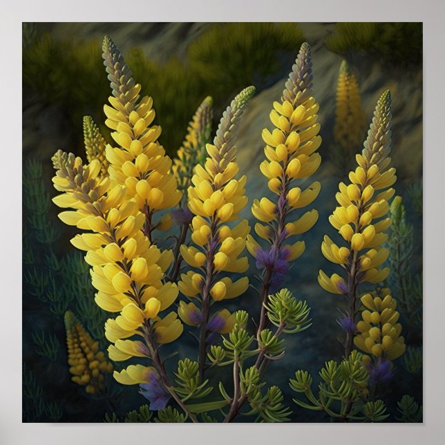 Yellow Lupine Flower Art Print Poster (Front)