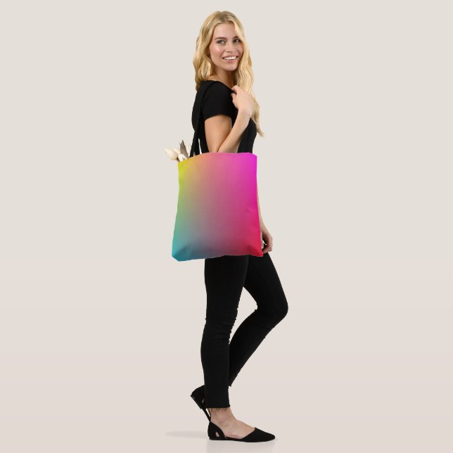 Yellow, Magenta, Blue and Red Gradient Tote Bag (On Model)