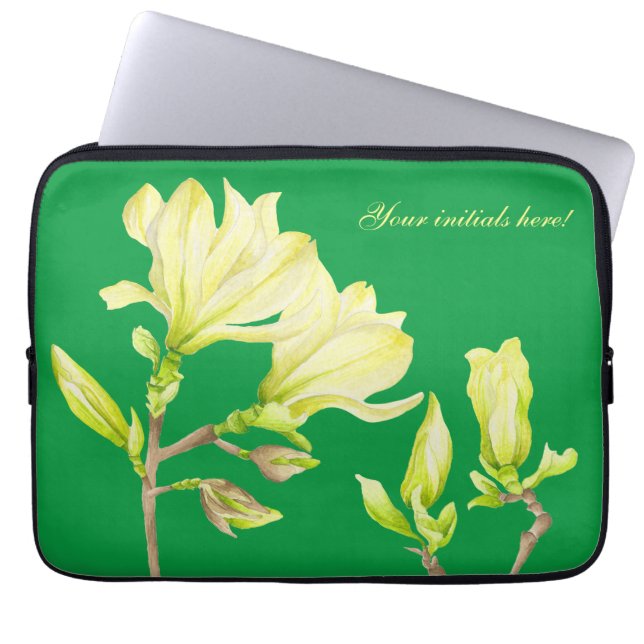 Yellow Magnolias on a Laptop Sleeve (Front)