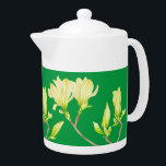Yellow Magnolias on a Teapot<br><div class="desc">The design on this product is based on a painting by me, of yellow Magnolias that has two blooms and a few buds in different stages of evolution. Spring is over soon but with this design you can savour it all year round.</div>