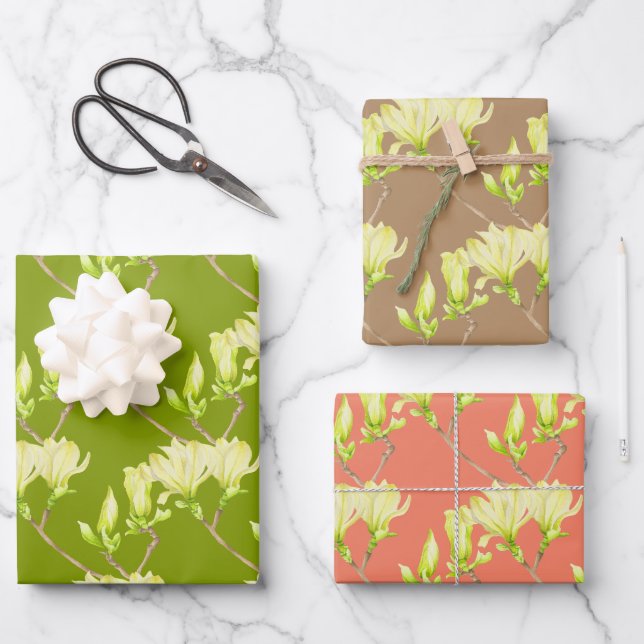 Yellow Magnolias on a Wrapping Paper Set  (Front)