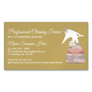 Yellow Maid Spray Flower Glamour Cleaning Magnetic Business Card