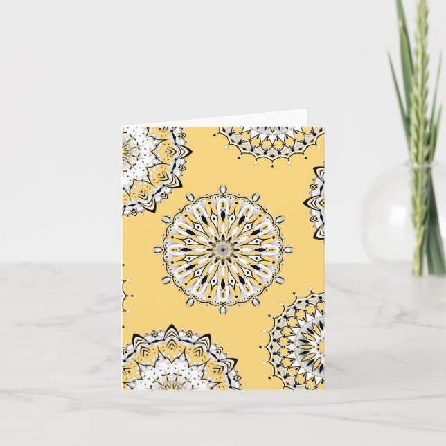 Yellow Mandala 2 Folded Greeting Card (Front)