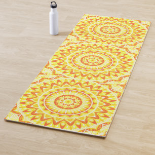 Yellow Mandala Bright Sunshine Pattern Fitness Yoga Mat
