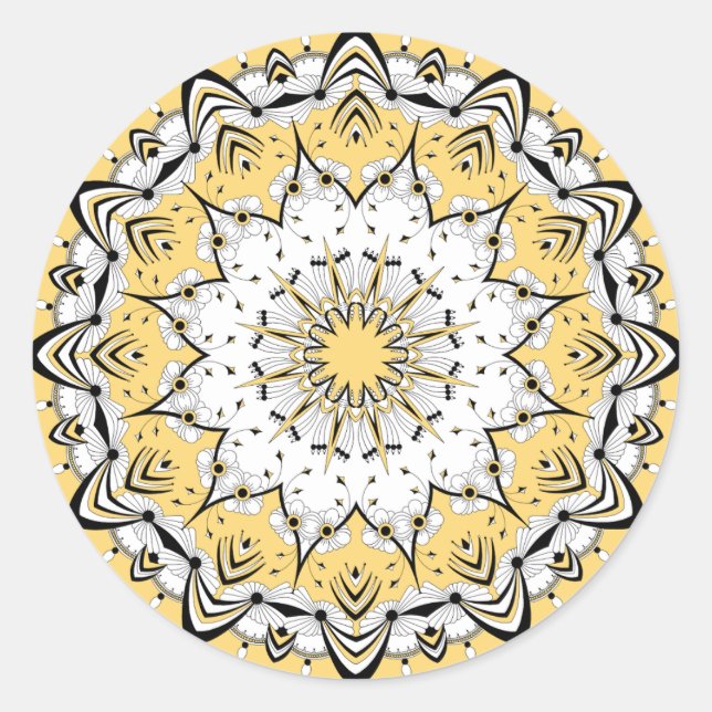 Yellow Mandala (Design 3) Stickers (Front)