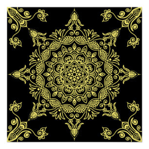Yellow mandala poster