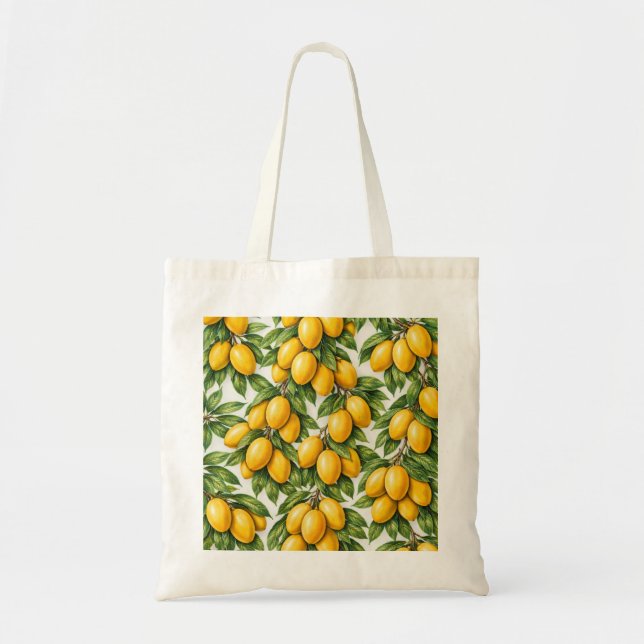 Yellow Mango Tropical Botanical Pattern Tote Bag (Front)
