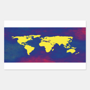 yellow map of the world sticker