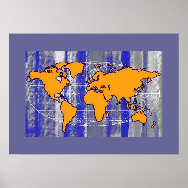 yellow mapa-mundi print decor wall (Front)