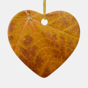 Yellow Maple Leaf Autumn Abstract Nature Ceramic Ornament