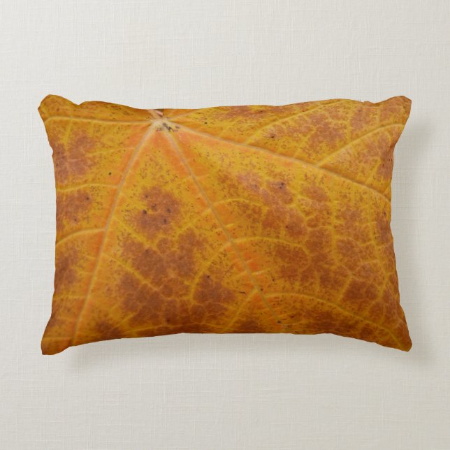Yellow Maple Leaf Autumn Abstract Nature Decorative Pillow (Front)