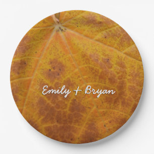 Yellow Maple Leaf Autumn Abstract Nature Paper Plate