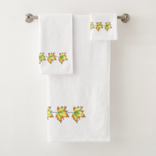 Yellow Maple Leaf, botanical design  Bath Towel Set