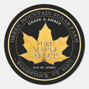 Yellow Maple Leaf Editable Maple Syrup Label