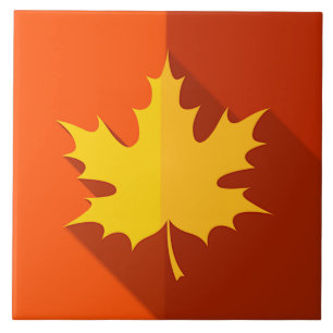 Yellow Maple Leaf on Orange Tile