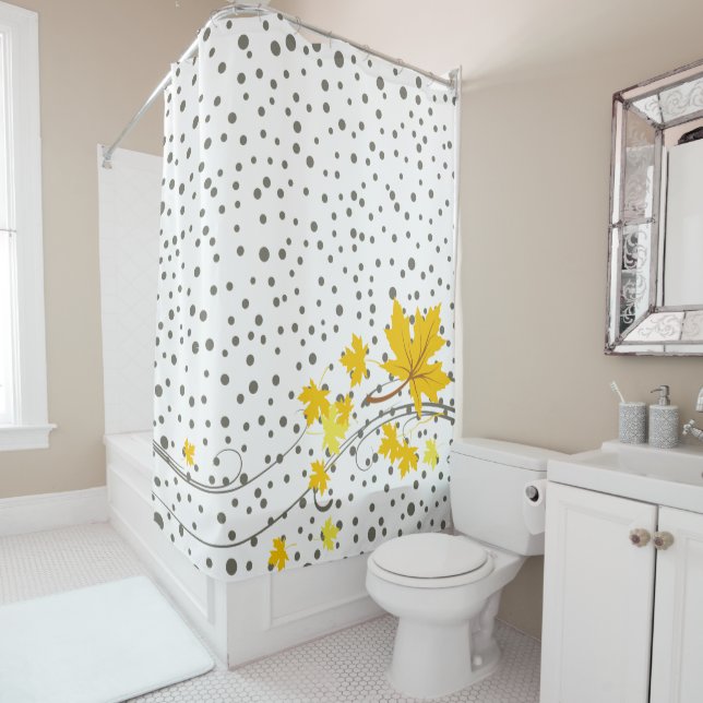 Yellow maple leaves and grey polka dots (In Situ)