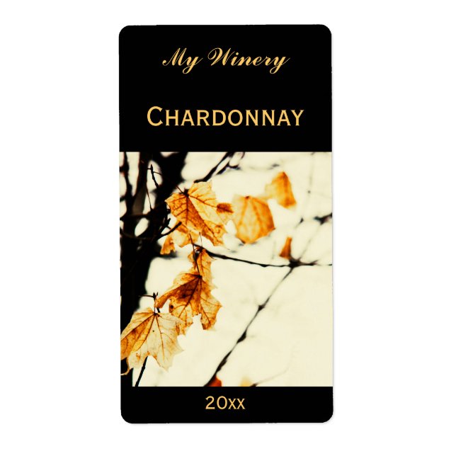 yellow maple leaves wine bottle label (Front)