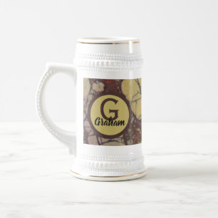 Yellow Marble Family Initial Monogram Keepsake Beer Stein