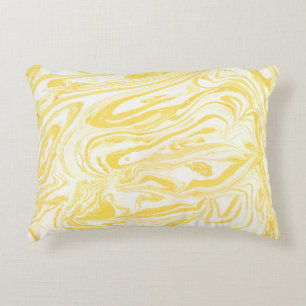 Yellow marble texture. Hand drawn Accent Pillow