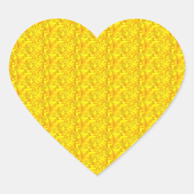 Yellow Marigold Floral Seamless Pattern Heart Sticker (Front)