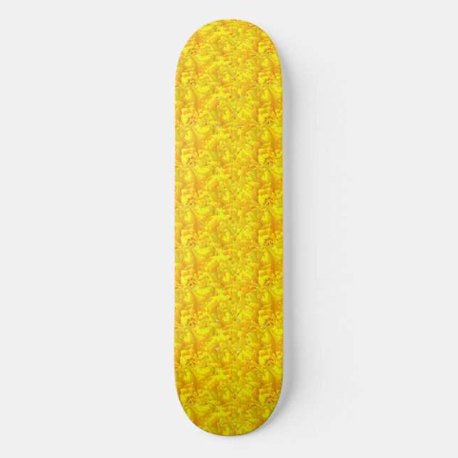Yellow Marigold Floral Seamless Pattern Skateboard (Front)