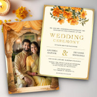 Yellow Marigold Floral South Indian Photo Wedding