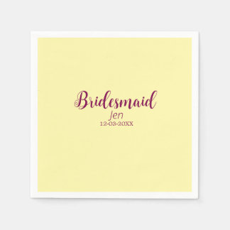 Yellow maroon bridesmaid name date stylish bride t napkin