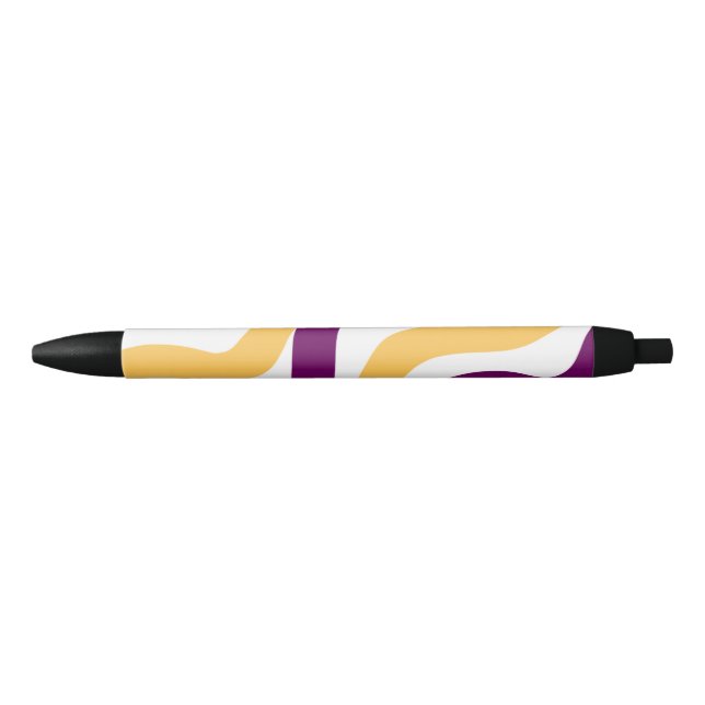 Yellow marron red curvy lines wavy pattern design  black ink pen (Front)